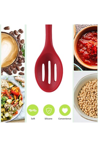 4 Adet Oluklu Silikon Kepçe Yapışmaz Silikon Karıştırma Kaşığı