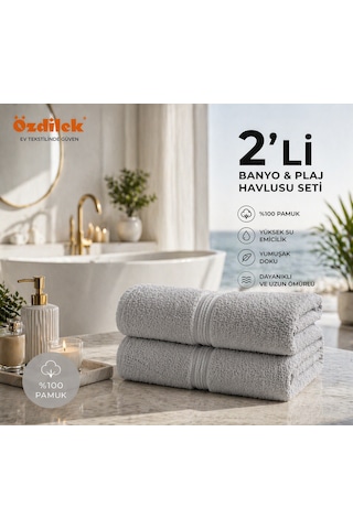 Özdilek Belda Plaj Havlusu 70x140 Cm %100 Pamuk Büyük Boy Yumuşak Havlu Yüksek Emici & Hızlı Kuruyan Deniz, Plaj, Havuz Havlusu Açık Gri - Antrasit
