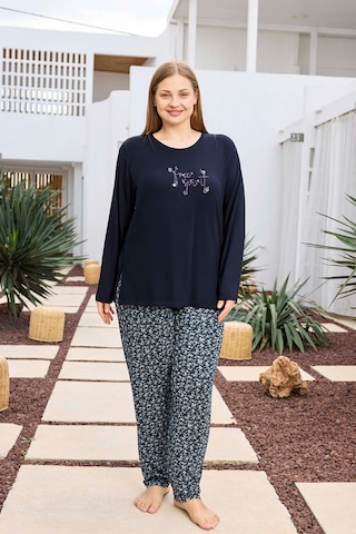 Aydoğan Kadın İnci Büyük Beden Lacivert Pijama Takımı 0495 Lacivert