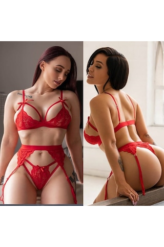 Kırmızı Fantazi Jartiyer Takım - 2 Renk