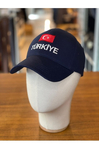 Türkiye Bayrak Nakışlı Pamuklu Unisex Cap Şapka Lacivert