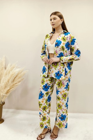 Asprinfashion Çiçek Desenli Viskon Takım Çok Renkli