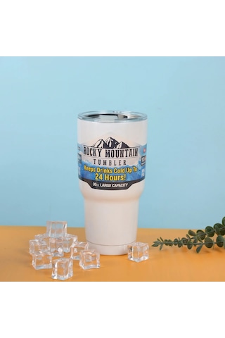 Dinosaurs 30oz Buz Bar Bardağı Yaz Kahve Fincanı Araba Su Bardağı 304 Paslanmaz Çelik Yalıtım Soğuk Tutmak Fincan Taşınabilir Çift Bardak Beyaz Bej