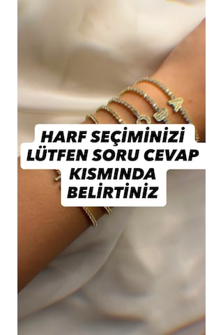 İnsera Kadın Gold Taşlı Su Yolu Harf Bileklik Altın - Beyaz