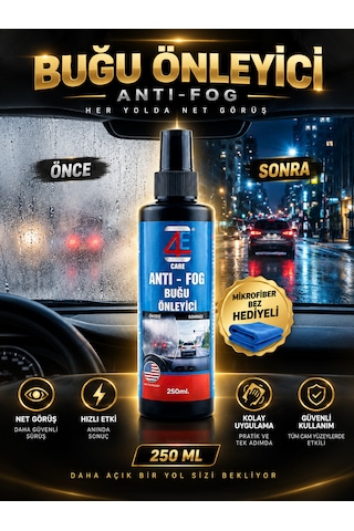 4e Care Buğu Önleyici 250 Ml + Bez Uzun Süre Etki Araç Camları, Ev Ve Ofis Camları, Banyo Aynaları Ve Kask