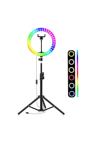 Dymax 10" Renkli Selfie Led Işığı RGB Ring Light Yuvarlak Işık