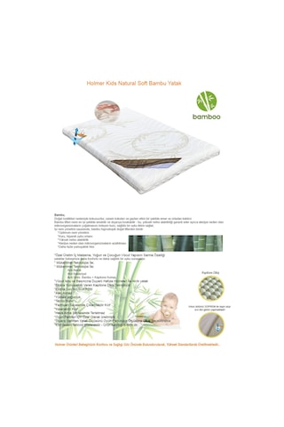 Holmer Kids Natural Soft Bambu Park Yatak Yataığı - Oyun Parkı Yatağı - Beşik Yatağı 70 x 110