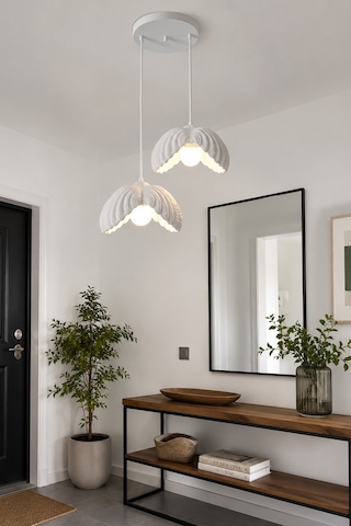 Lotus Çiçek Tasarım 2'li Sarkıt Avize - Modern Tasarım Gece Lambası İç Dış Ortama Uygun - 25 Cm - Beyaz Lotus Çiçek Tasarım 2'li Sarkıt Avize - Modern Tasarım Gece Lambası İç Dış Ortama Uygun - 25 Cm - Beyaz