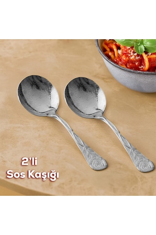 Porsima 5216 Metal Gümüş 2 Li Sos Kaşığı Kepçe 13cm