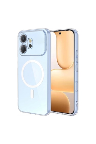 Honor 600 5g Uyumlu Kılıf Sararmaz Kamera Kısmı Açık Magsafe Mika Sert Parlak Şeffaf Kapak Beyaz