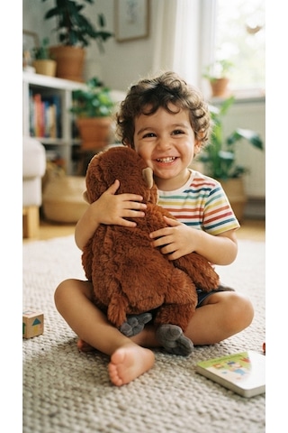 Sevimli Peluş Maymun 60 Cm - Büyük Boy Yumuşak Orangutan Oyuncak - Çocuk Uyku Arkadaşı Hediye Kahverengi