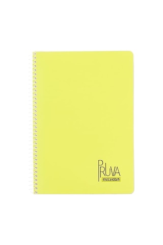 Pruva A4 Pet Spiralli Karton Kapaklı Defter 144 Yaprak - Çizgili - Sarı Çok Renkli