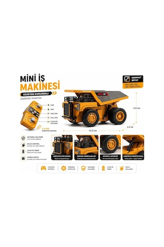 2.4ghz 1:64 Uzaktan Kumandalı Metal Kasa Full Fonksiyon Şarjlı Minik Kamyon 8 Cm Çok Renkli