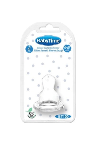 Baby Time Silikon Damaklı Biberon Emziği No:2 6-18 Ay Bt100