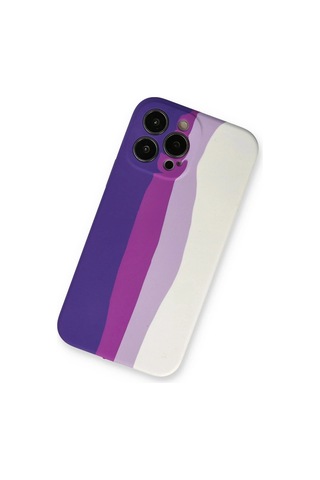 Durukar iPhone Uyumlu 13 Pro Kılıf Ebruli Lansman Silikon - Mor-beyaz