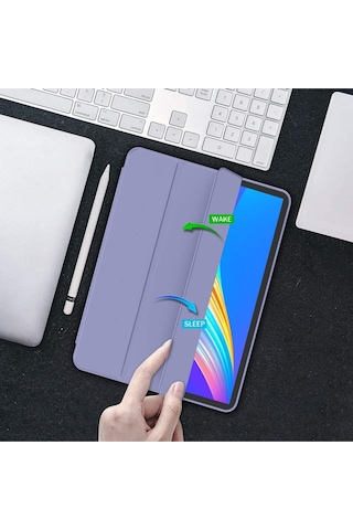 Apple Uyumlu iPad Pro 4. Nesil M2 2022 11 Inç Tablet Kılıf Uyku Modlu Kalem Bölmeli Silikon Koruyucu Kılıf