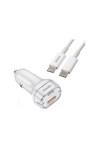 Tonex Ta-38w 2 Girişli Type-c To Type-c Kablolu Araç Şarjı Işıklı -