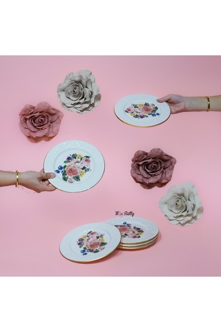 Rose Deluxe Porselen 6'lı Pasta Tabağı Pembe