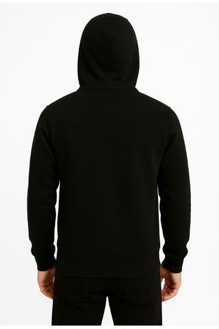 Axxel Erkek Siyah Fermuarlı Kapüşonlu Sweatshirt-w590 Siyah 3 İplik Şardonlu