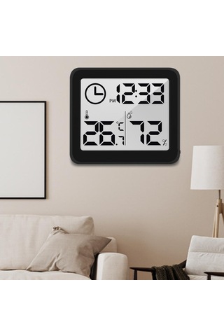 Homyl Masaüstü Dijital Saat Pille Çalışan Okuması Siyah02