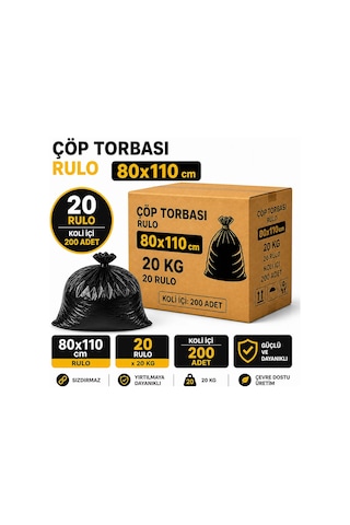 Rulo Çöp Poşeti Jumbo 80x110 400 Gr 200'lü