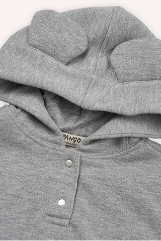 Kız Çocuk Kulak Detaylı 2'li Eşofman Takım Gri-melanj 2421gb17008-4866 001