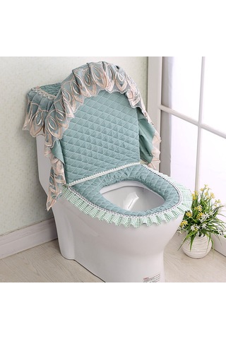 Teltree Halka Açık Satış Yüksek Kaliteli Dokulu Klorlu Mavi Tuvalet Kılıfı Seti - Toz Koruyucu Üçlü Paket Dokuma, Kolay Kurulum Diğer