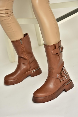 Fox Shoes T996333009 Taba Kalın Tabanlı Kadın Bot Taba-Suni Deri Taba