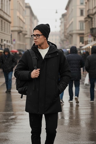 Buratti Astarlı Regular Fit Fermuar Ve Çıtçıt Düğmeli Kapüşonlu Erkek Mont 497Roma Siyah
