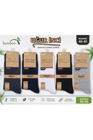Uğur İnci Klasik Bambu Erkek Çorabı Nefes Alan, Terletmeyen, Yumuşak Ve Dayanıklı Günlük Çorap 6 Lı Paket Siyah