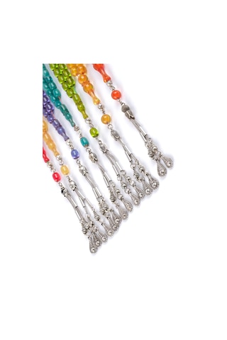 Sıkma Serisi Sarı Kehribar Tesbih Metal Püsküllü Tesbih Küre Kesim