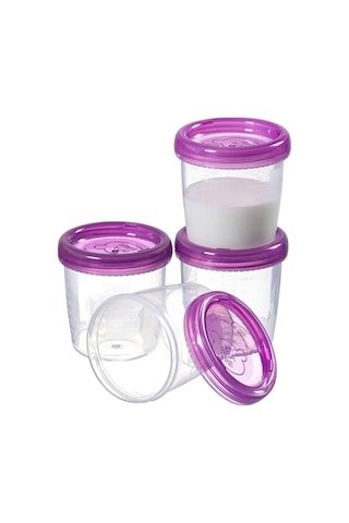 4'lü Ölçülü Sızdırmaz Saklama Kabı - Anne Sütü Bebek Beslenme Mama Kabı Seti 4x180 Ml Şeffaf