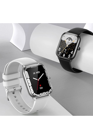 Jeemson 1.9" Renkli Dokunmatik Ekranlı Akıllı Saat (İthalatçı Garantili) + Çelik + Silikon Kordon