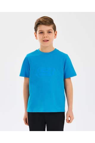 Skechers B Essentials T-shirt Büyük Erkek Çocuk Mavi Tshirt Sk232080-315 Mavi