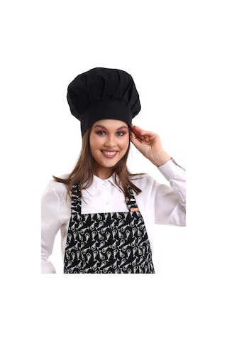 Siyah Aşçı Mantar Şapka - Unisex-Standart-Tek Parça