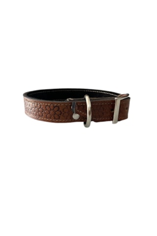 Ln Leather Gerçek Deri Orta Irk Vaketa Deri Köpek Tasması Taba 2.5 x 55 CM Taba