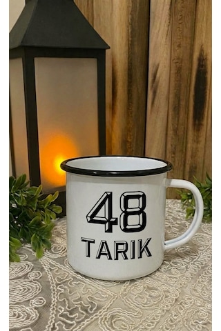 Kişiye Özel Siyah Beyaz Renk Tasarımlı Atatürk Portre Temalı Enamel Kupa Bardak Siyah - Beyaz