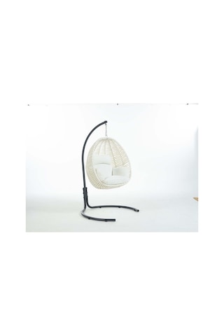 Giardino Furniture Findik Salincak Tek Kişilik El Örgüsü Makrome Salincak Natural Beyaz