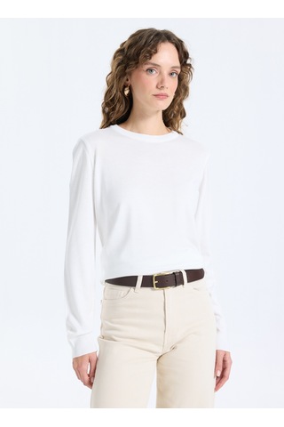 Limon Ekru Kadın Bisiklet Yaka Slim Fit Kazak Ml5wl-kzk-9002