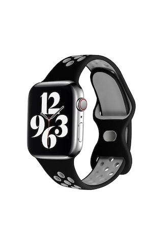 Wozlo Apple Uyumlu Watch 1, 2, 3, 4, 5, 6, 7, 8, Se Nike Serisi Kordon S-m 42/44/45mm - Siyah Gri