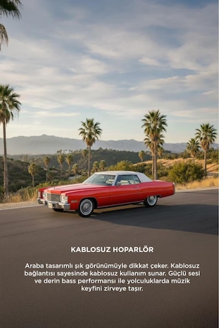 Bluetooth Hoparlör Cadillac 1969 Görünümlü Retro Klasik Araba Tasarımlı 10w Fm Usb Tws Speaker D83