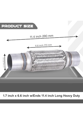Egzoz Spiral Flex Borusu,45mmx 290mm Üniversal Tip, Paslanmaz Çe