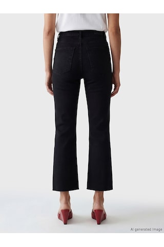 Lcw Jeans Siyah Yüksek Bel Crop Flare Kadın Jean Pantolon