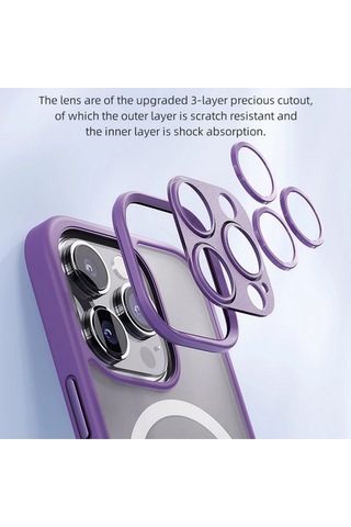 Rock Apple Uyumlu iPhone 15 Pro Max Kılıf Guard Touch Lens Korumalı Magsafe Anti Shock - Titanium Gray Titanium Gray