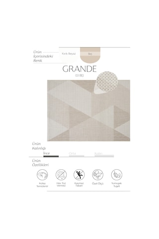 Cool Halı Grande 03 Bej Balkon Kilimi İnce Antre Hol Halısı Kaymaz Tabanlı Halı Yolluk Mutfak Kilimi