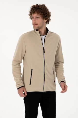 U.S. Polo Assn. Erkek Regular Fit Koyu Bej Polar Örme Hırka 50313779-VR088