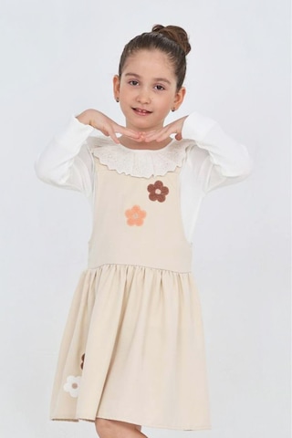 Kız Çocuk 2'li Elbise Elbise+badi Bluz 12342 Ekru