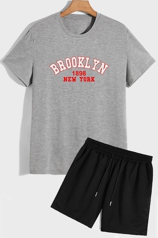 Brooklyn Şort T-shirt Eşofman Takımı Gri