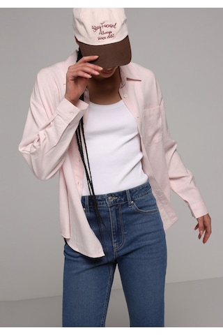 Colin's Colins Boyfriend Fit Shirt Neck Düz Kadın Pembe Uzun Kol Gömlek Cl1079537 Q1.v2 Plı