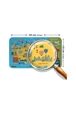 Türkçe Eğitici Ülke Ve Başkent Okyanus Detaylı Atlası Dünya Haritası Duvar Sticker -60x105-3870 Renkli